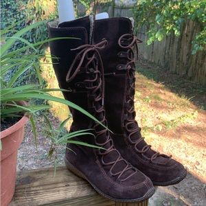 SOLD ON ANOTHER SITE Timberland Brown Suede Lace Up Moccasin Style Knee Boots